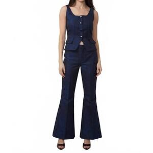 NEW GILNER FARRAR ariel pant in blue floral jacquard